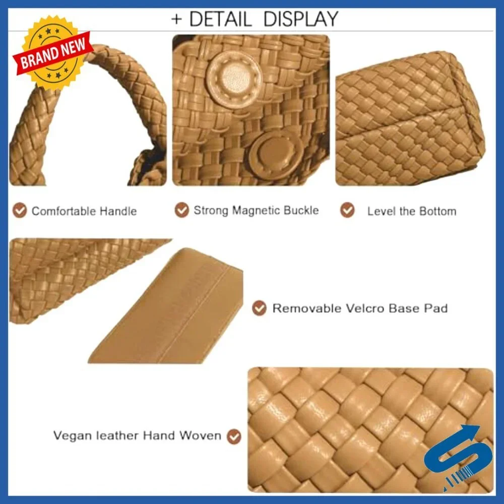 Woven Vegan Leather Hobo Bag Mini Tote Crossbody Shoulder Handmade Casual